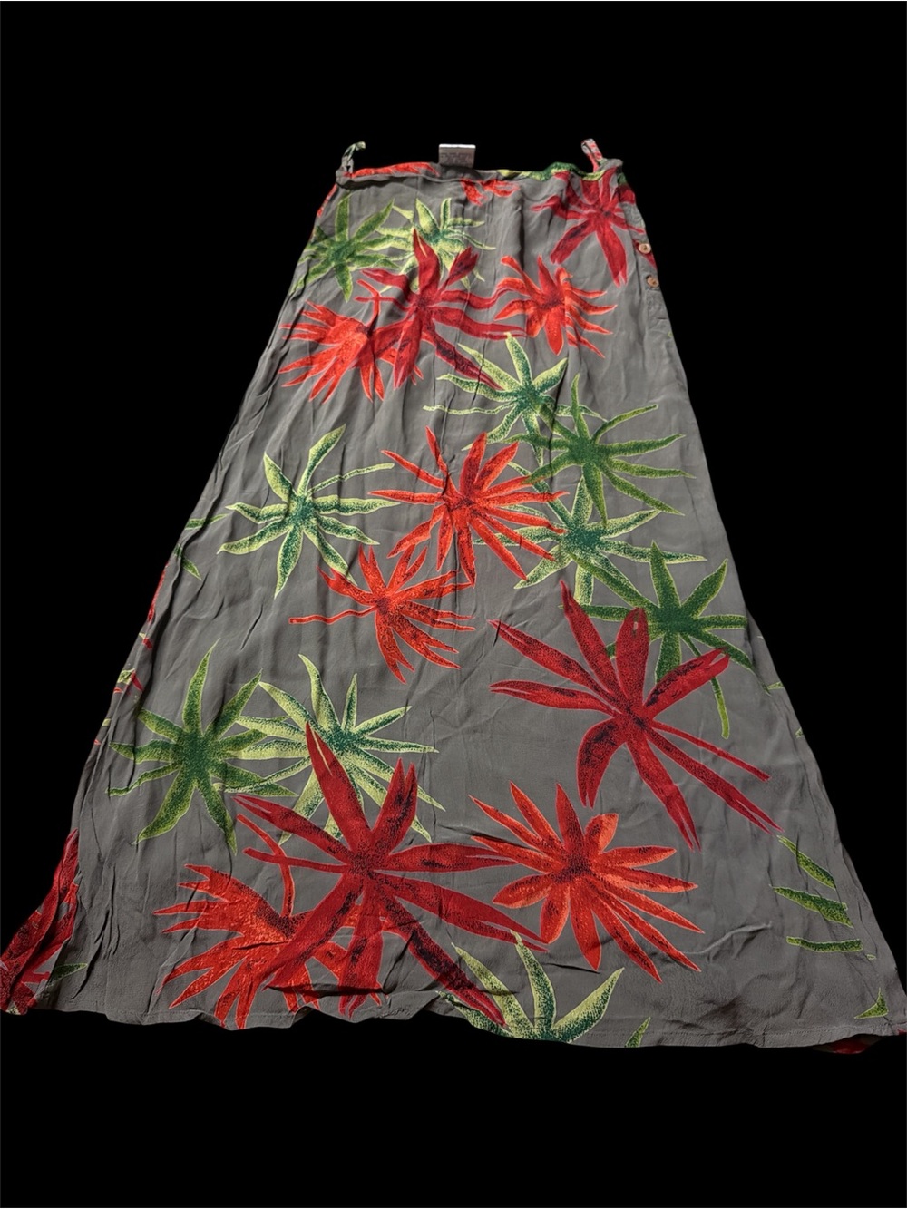 Cute option 100% rayon Maxi Skirt with Red & Green Floral Print
